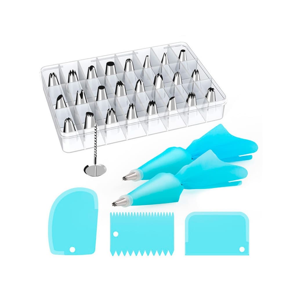 24 bico de confeitar em Aço Inox Bicos e Saco Para Confeitar - bico para confeitar + acessórios