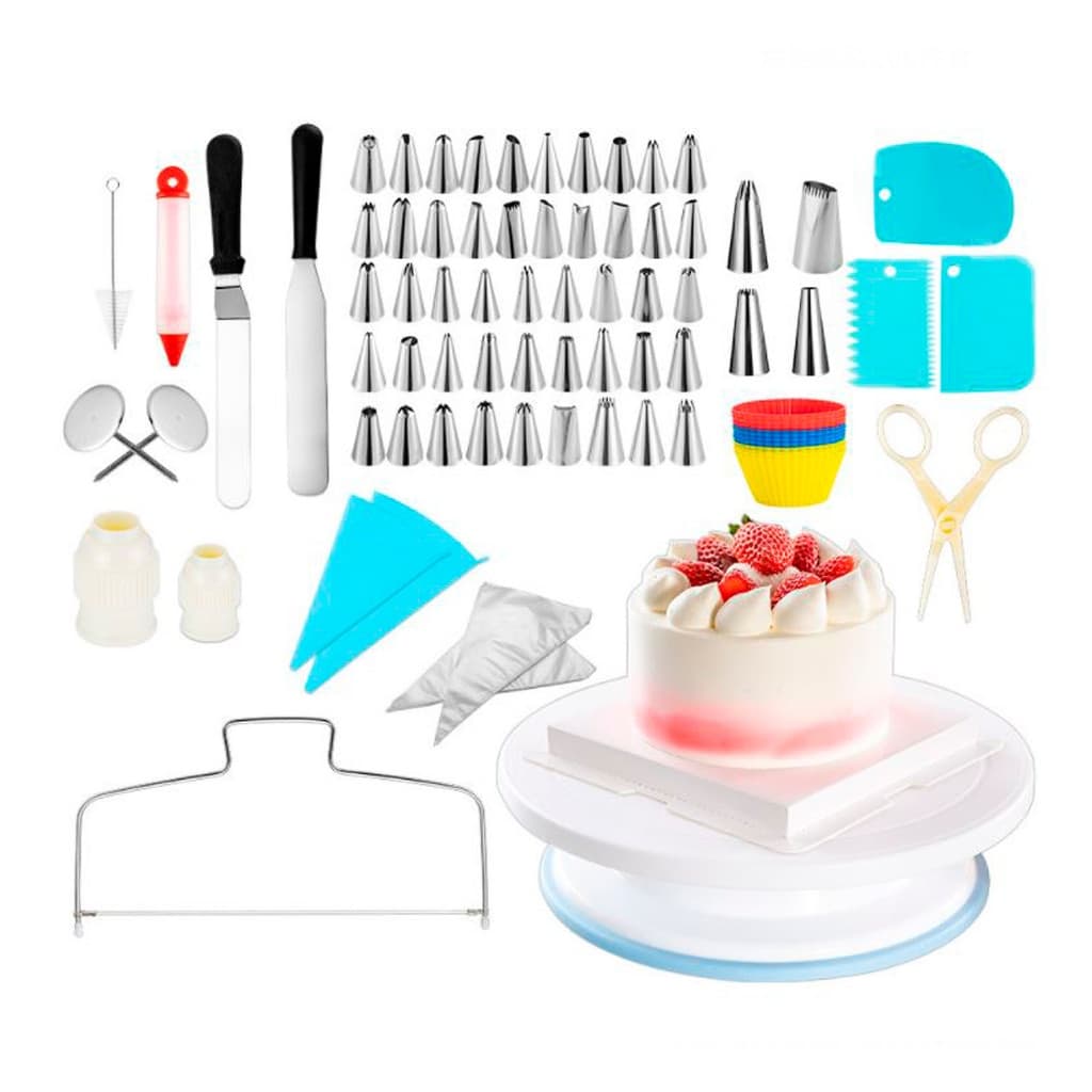 Bico de Confeiteiro Profissional 106 Peças /  52 bicos saco de silicone tesoura bailarina e acessórios