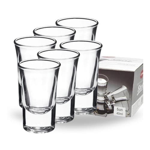 Copo de Shot até 24 unidades Dose de Vidro para Drinks Pinga Cachaça Tequila Whisky Licor 40ml