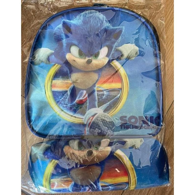 Kit Lancheira + Estojo Sonic Super Herói Personagem Aventureiro Infantil Bolsinha Mochila Escolar Material Escola