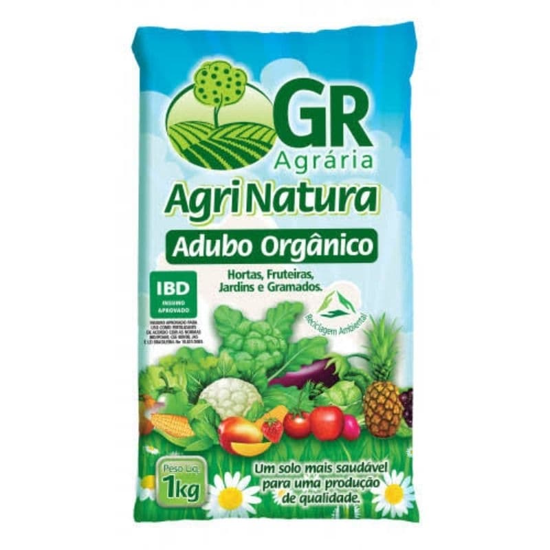 1KG Adubo (Fertilizante Natural) GR AgriNatura : hortas,fruteiras, jardins e gramados