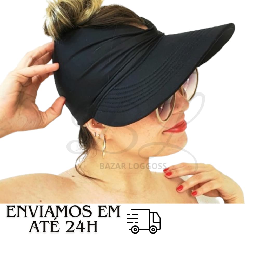 Viseria Feminina Turbante Com Proteção UV 50+ Preto