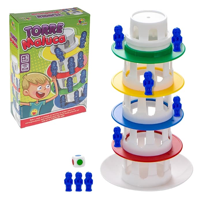 Jogo Torre Maluca Brinquedo Equilíbrio Família Divertido