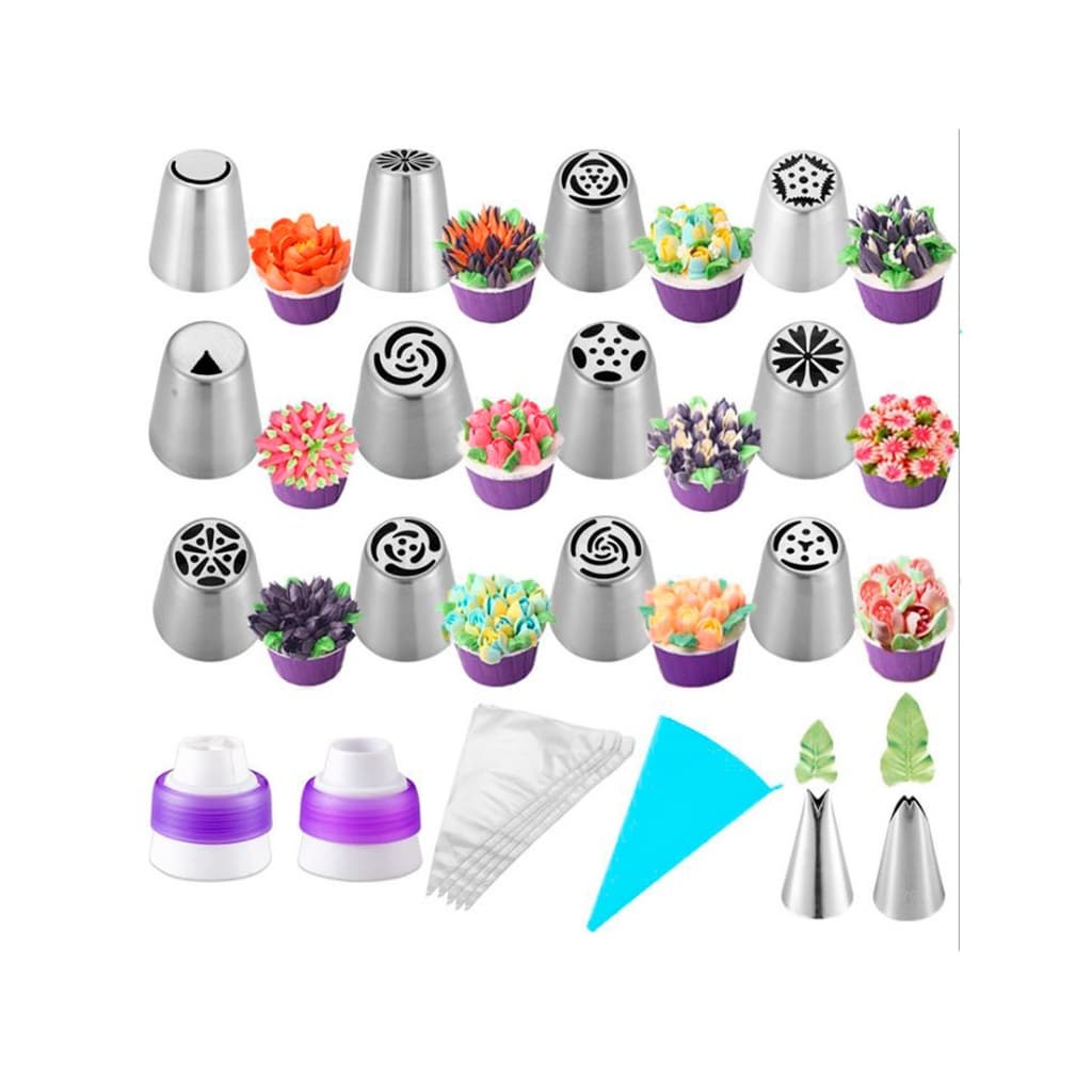 Jogo De Bicos Inox Kit Com 12 Peças Confeitar Bolo, Tortas