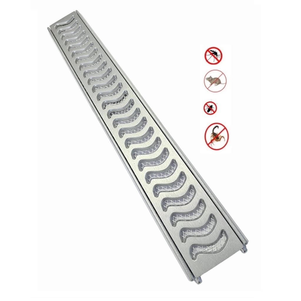 Ralo Grelha Linear Elite 8x50cm Em Alumínio Com Tela Anti Insetos e Aro De Fixação Caixilho