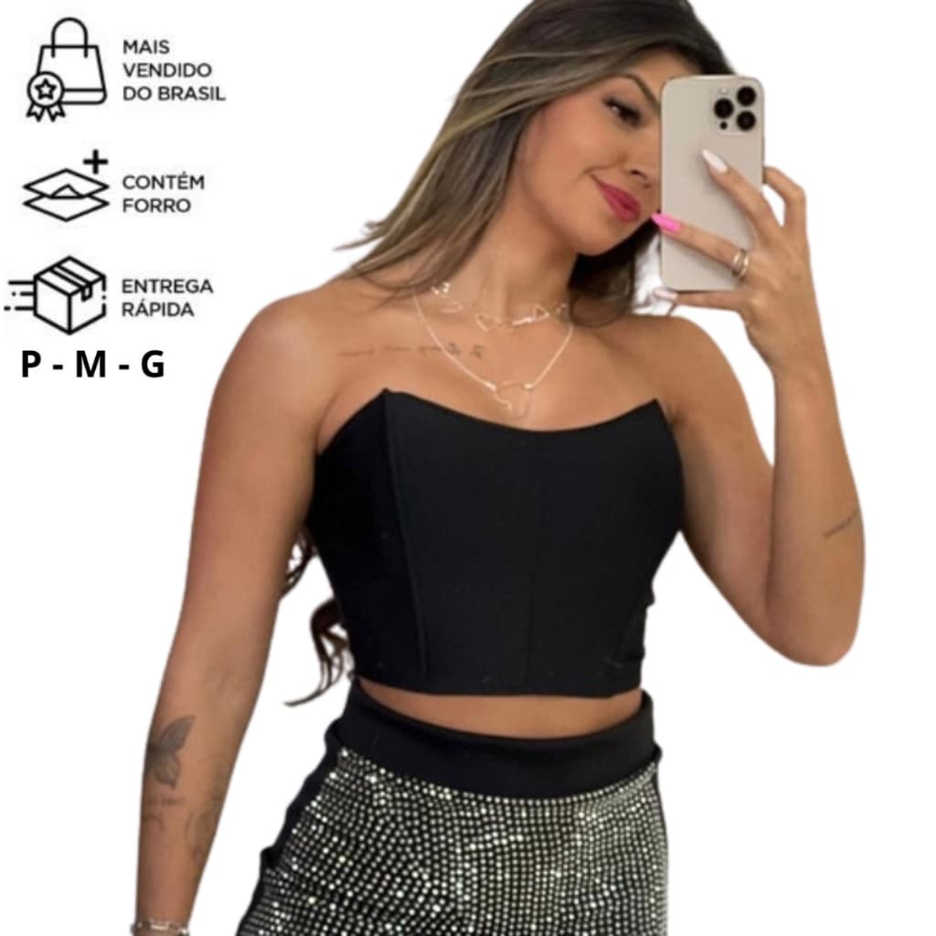 Cropped Corselet Top Tomara que Caia Com Bojo Sustentável