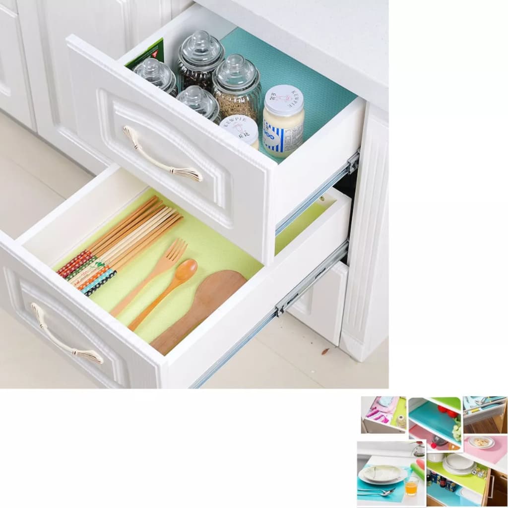 Kit 6 Tapete Para Forro De Prateleira Geladeira Gaveta 45x30cm Cores variadas Muito Prático