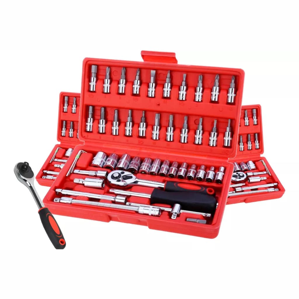 Kit Jogo De Soquete Aço Crv 1/4 Catraca Chave Com Maleta Profissional