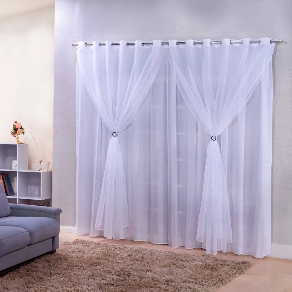 Cortina Charming 4,00 x 2,50m de Forro e Voil Para Quarto/sala/Escritório/Decoração