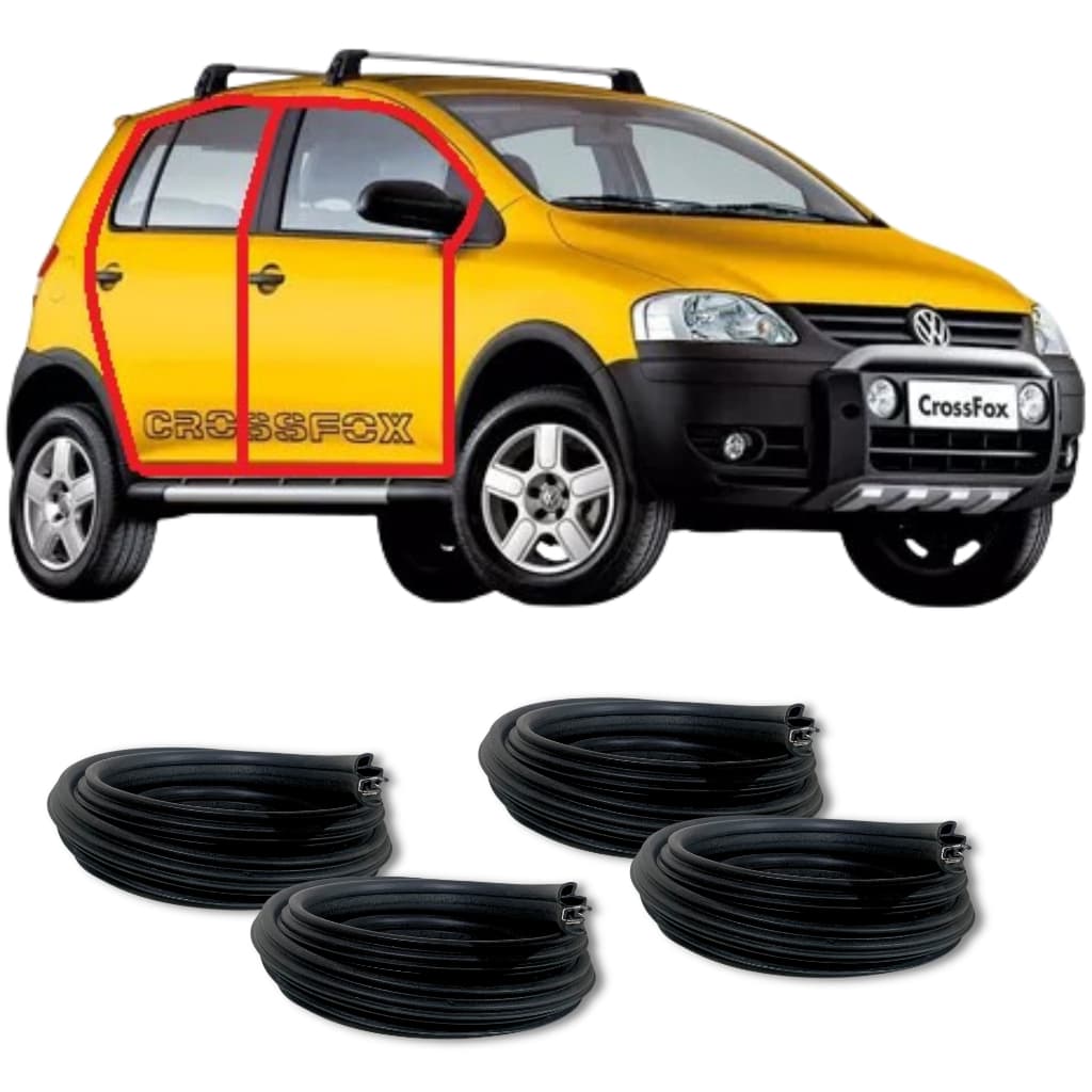 Kit Borrachas de Vedação Água Poeira das 4 Portas modelo Crossfox 2005 Em Diante