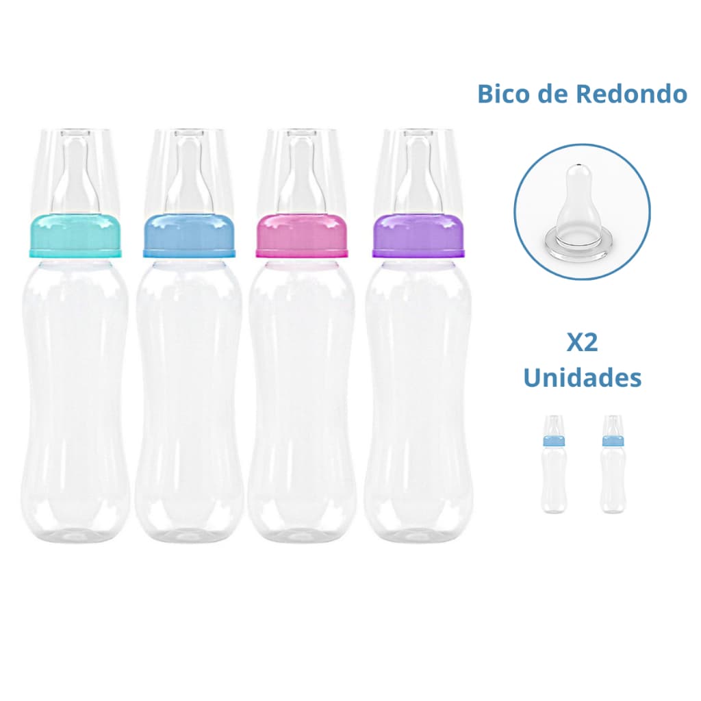 Mamadeira 240ML Lisa Menino Menina Pacote com 2 Unidades - Mamadeira Bico Redondo PAC 2 UN