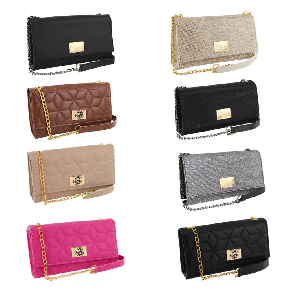 Bolsa Festa Feminina Alça Corrente Bordada Brilho Ótima Qualidade