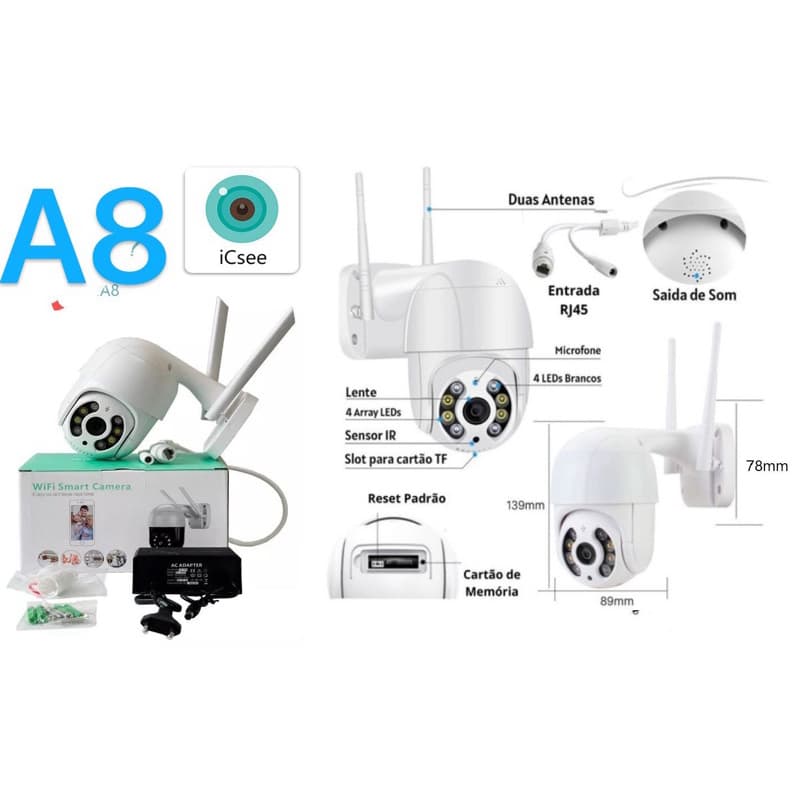 A8 câmera de vigilância sem fio HD ao ar livre monitor wi-fi ao ar livre câmera de rede de segurança dome de 360 ​​graus