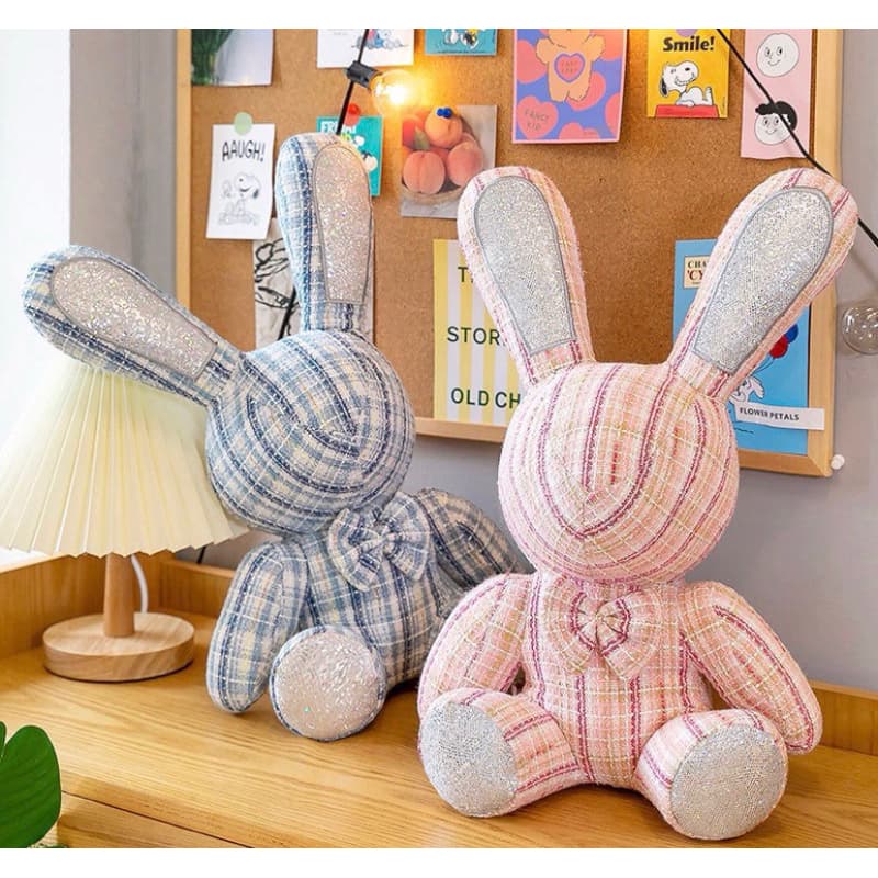 Coelho Listrado 30cm Orelhinha Brilho Pelúcia de Brinquedo antialérgico de alta qualidade - Envio Imediato
