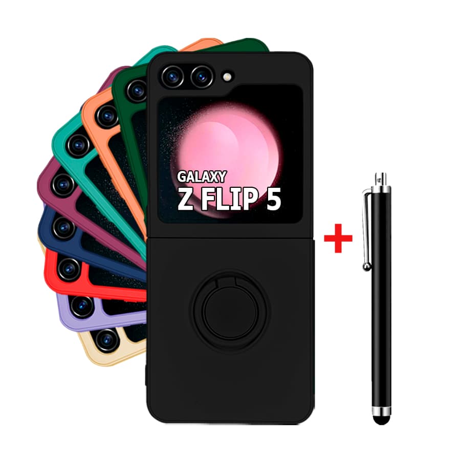 Capinha Tpu Acrílica Aveludada Para Galaxy Z Flip 5 + Caneta