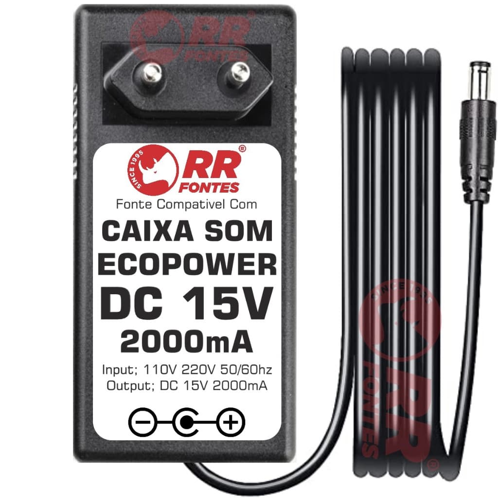 Fonte Carregador 15v Para Caixa Ecopower Ep-1903 EP-1904