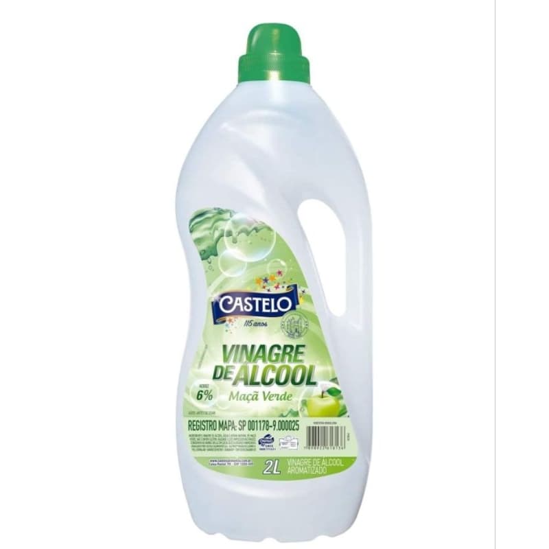 Vinagre de alcool 6% aromatizado maçã verde castelo 2 litros