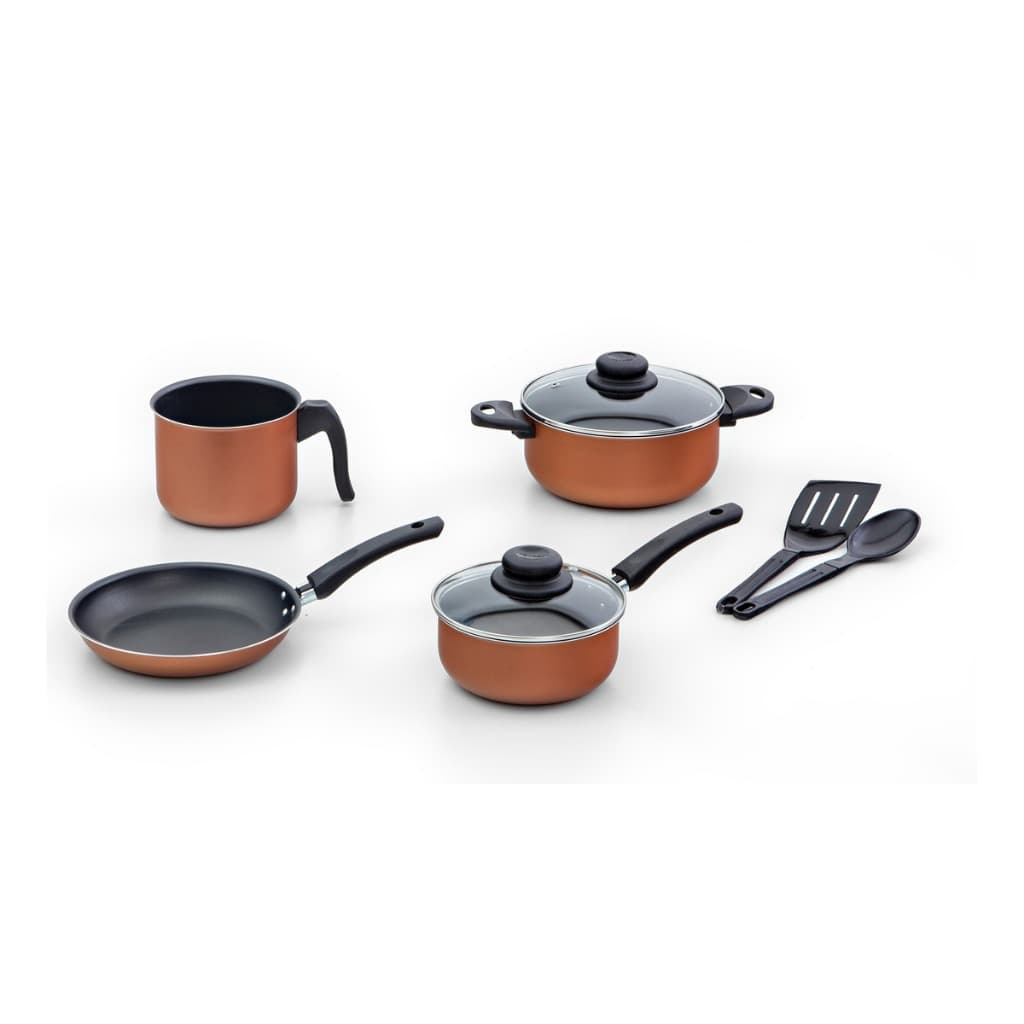 Conjunto De Panela 6 Peças Teflon Antiaderente Tampas De Vidro jogo collors cooper cozinha promoção