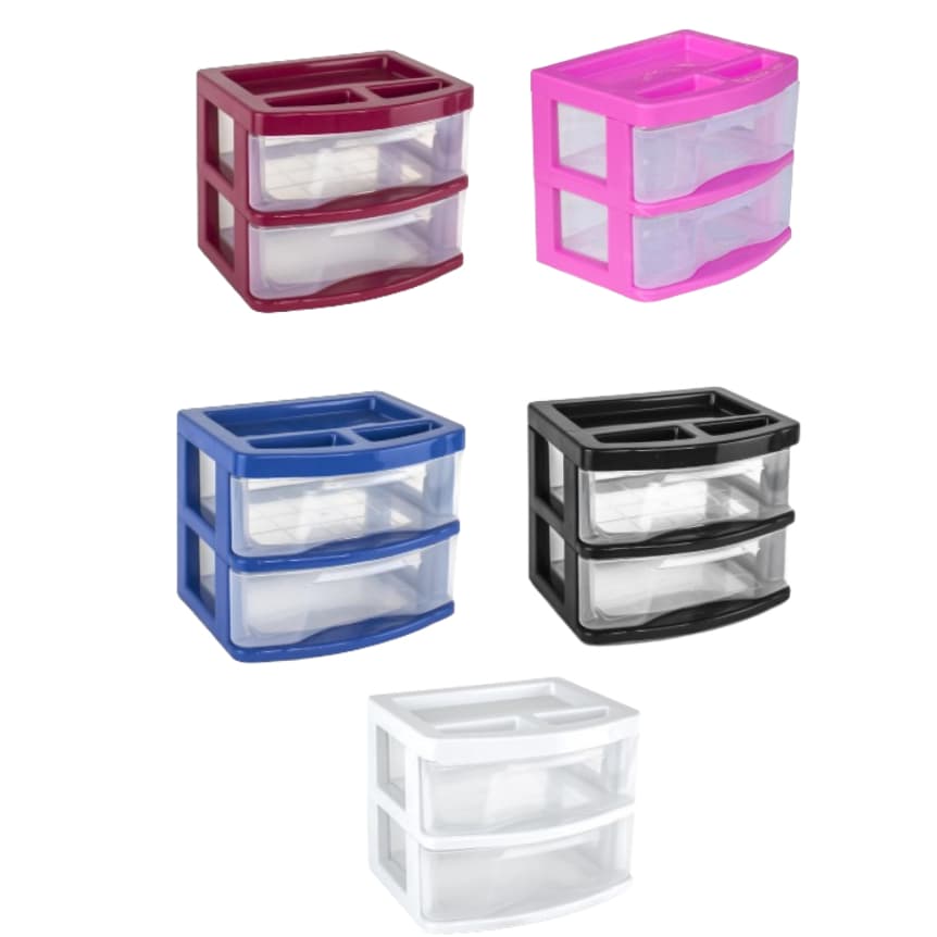 Gaveteiro de Mesa Stylo 2 Gavetas Transparentes, em Cores Vibrantes AGRAPLAST COD.771