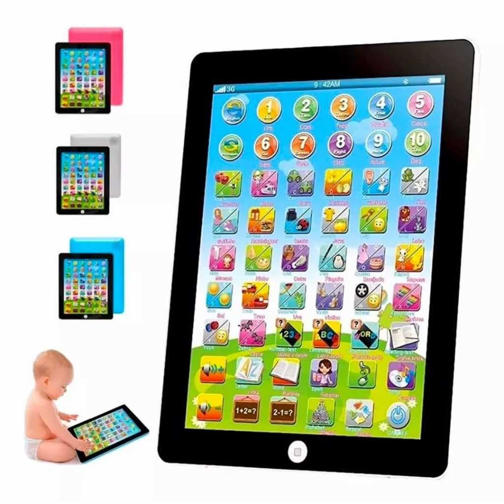 Brinquedo Tablet com display LED para crianças pré-escolares, brinquedos educativos,  portátil, máquina de aprendizado de inglês, meninos e meninas