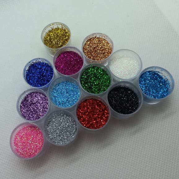 kit 6 Potinhos de Glitter Flocado Extra Fino 2 Gramas + Brilho / Varias Cores