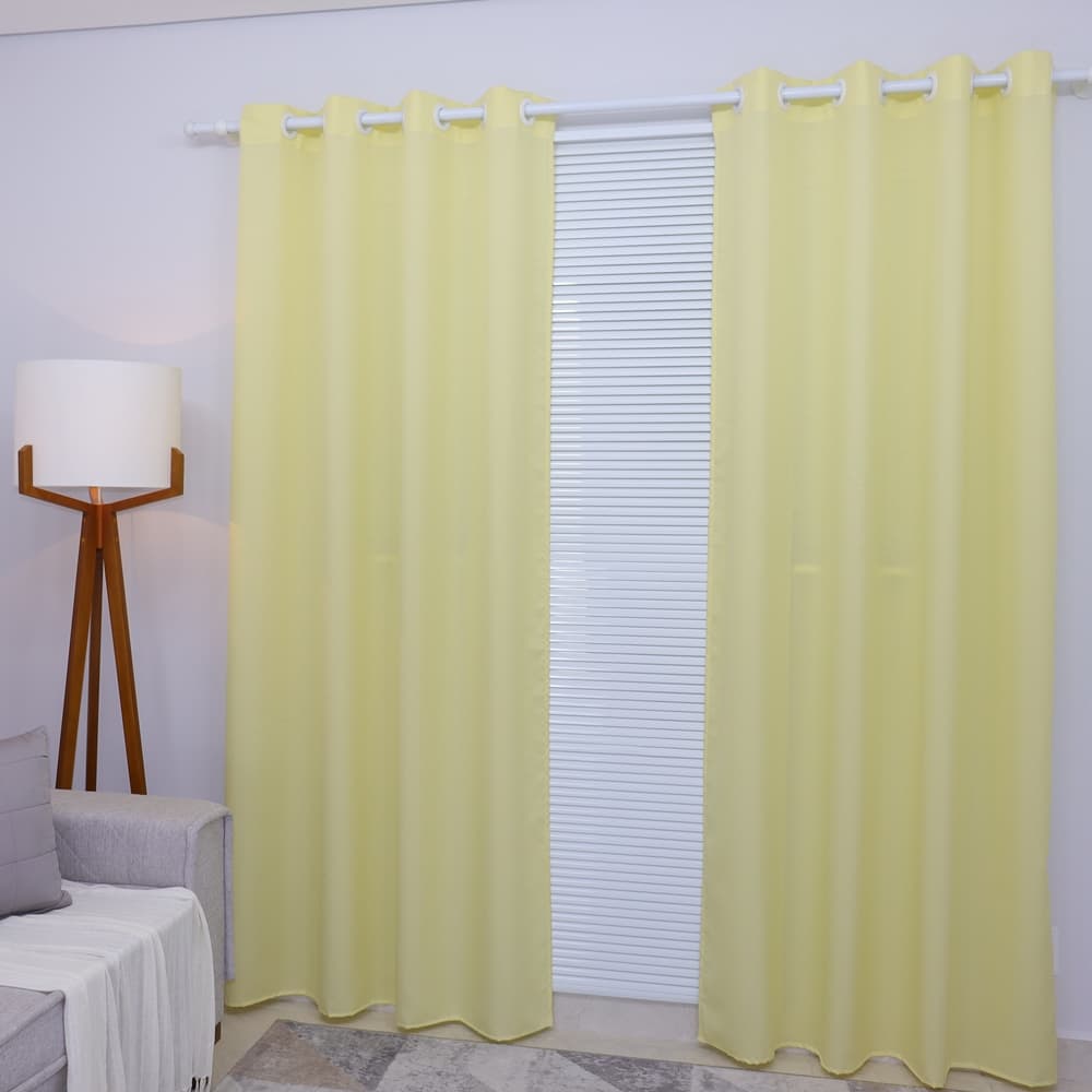 Cortina Lana Amarelo-bebê Oxford 300x250 Para Sala/Quarto