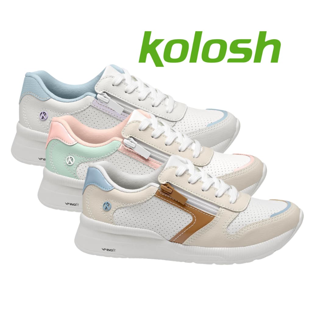 Tenis Kolosh Jogging Feminino Original Casual Detalhes Cadarço Conforto Fashion