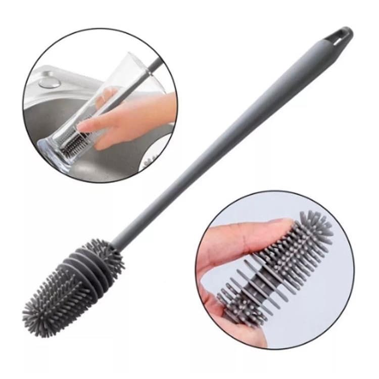Escova de Limpeza de Silicone Limpa Copo Mamadeira Garrafa Jarra Multiuso