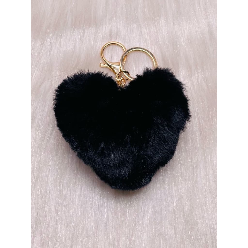 Chaveiro de Pelúcia com Pingente de Coração Fofo - Chaveiro Pompom