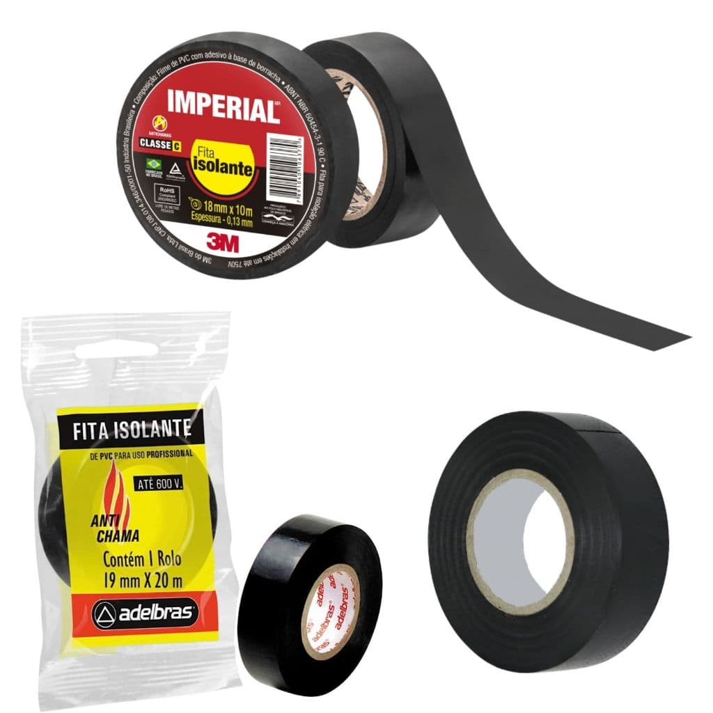 Fita Isolante 10 Metros ou 20 Metros Preta - Imperial 3M / Gadan