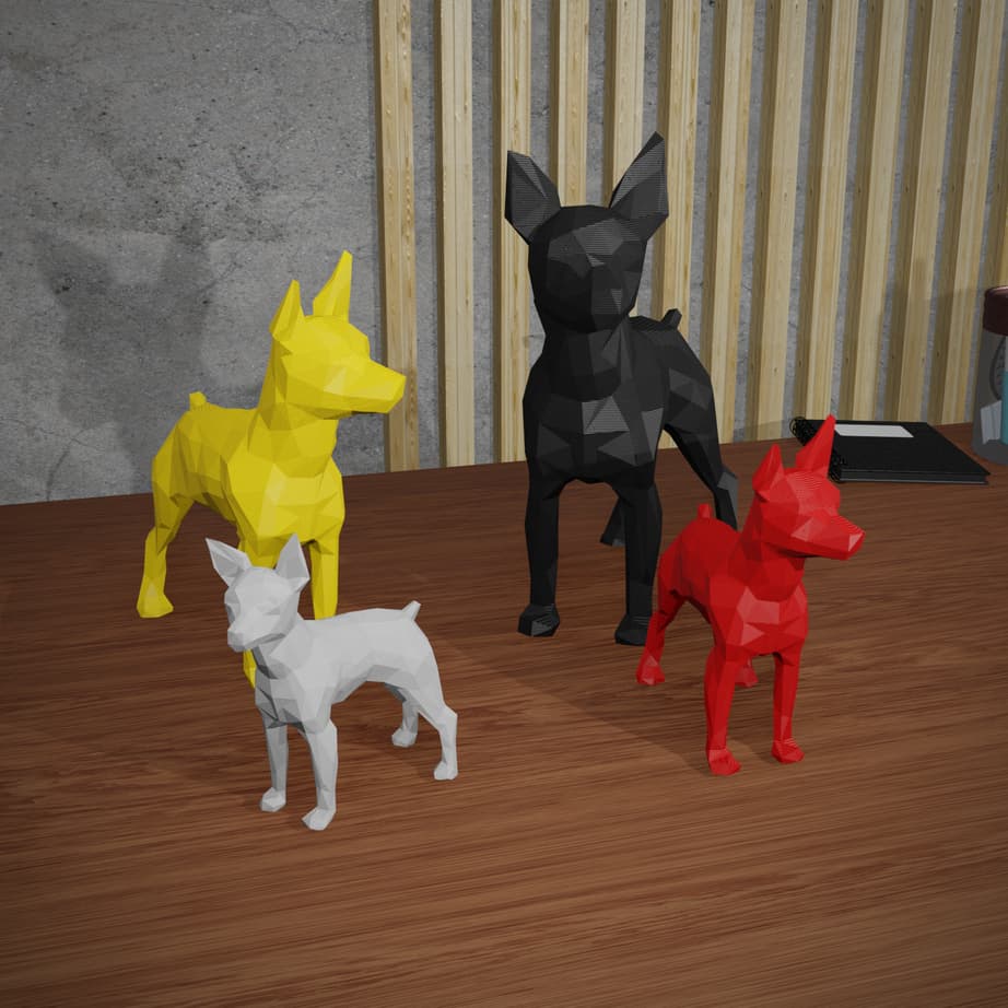 Estátua Pinscher - Geométrica Low Poly para decoração