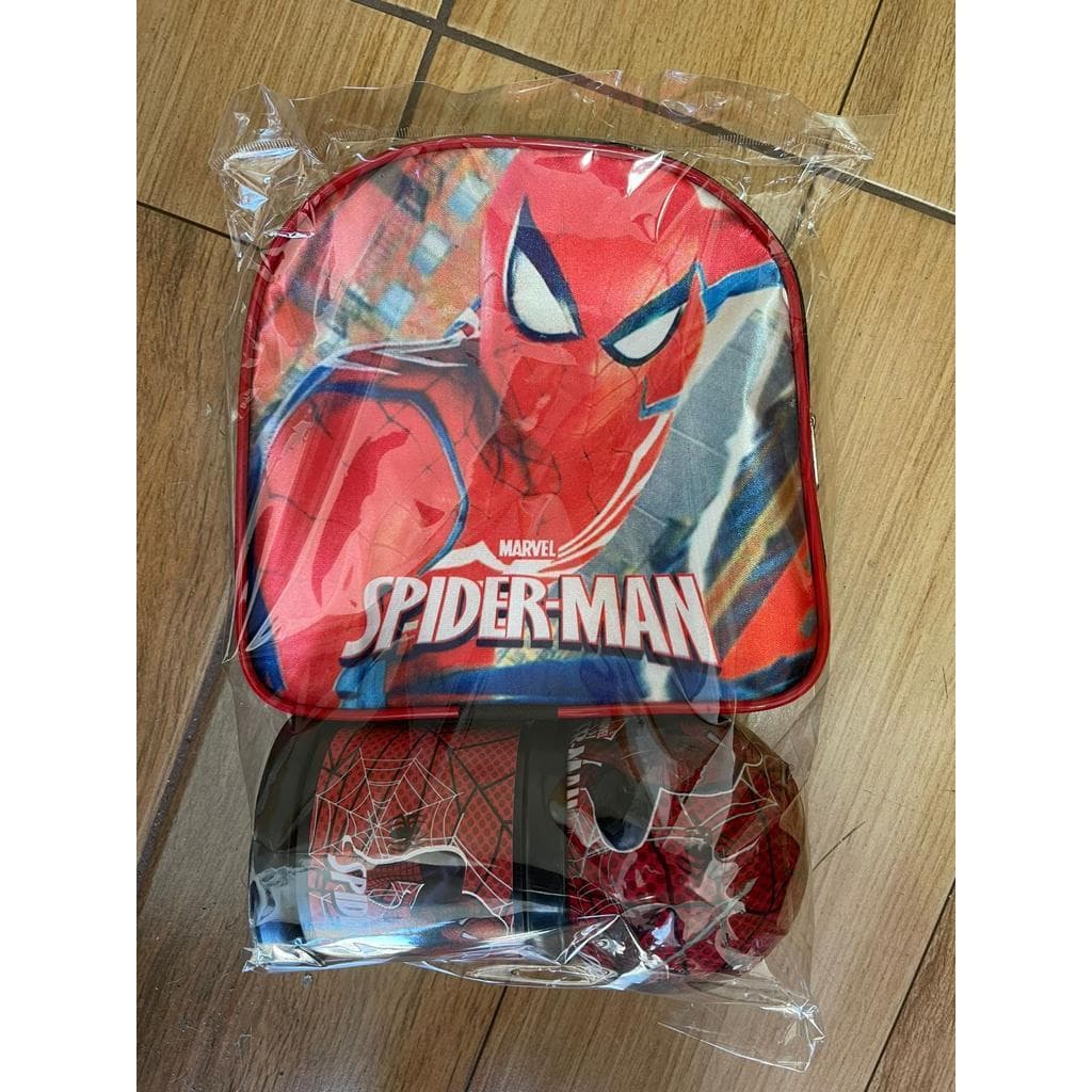 Kit Lancheira + Copo + Bola Personagem Homem Aranha Meninos Super Herói Infantil Mochila Mochilinha Escolar Creche