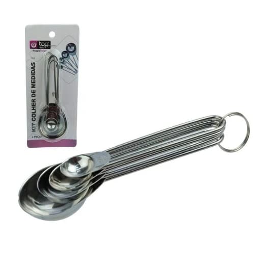 Colher Medidora Inox 1,25ml a 15ml 4 Pçs