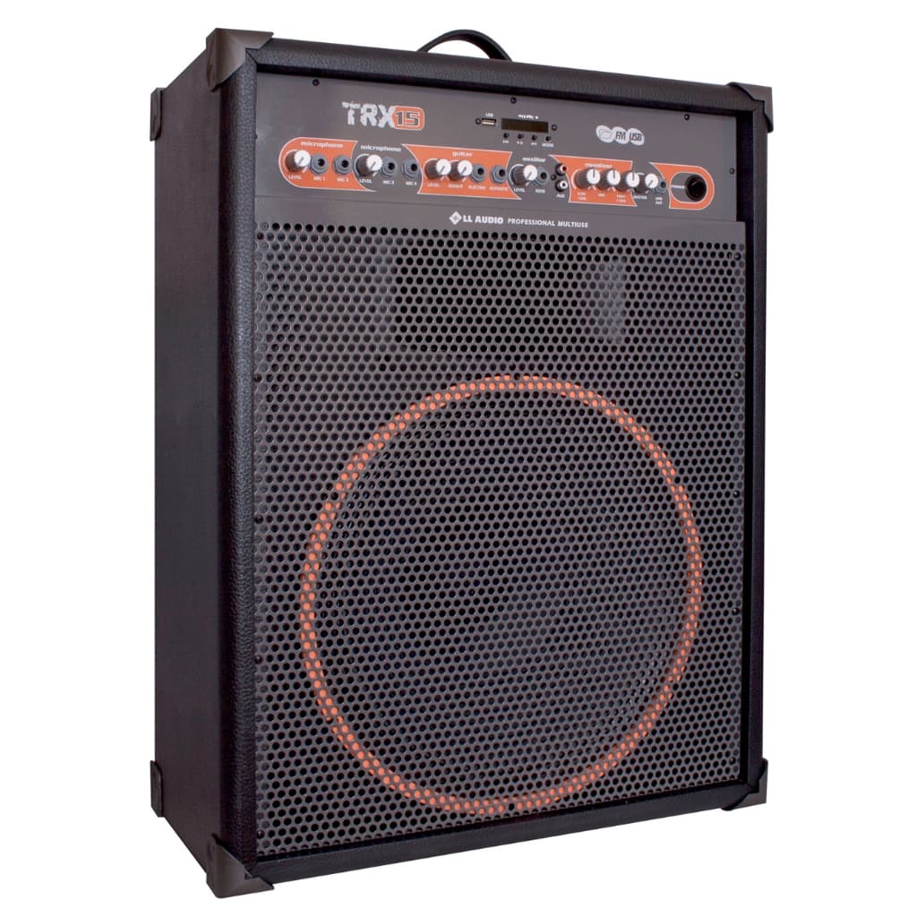 caixa amplificada profissional bluetooth, usb, radio, cubo guitarra violão mic ll audio trx-15 120wr