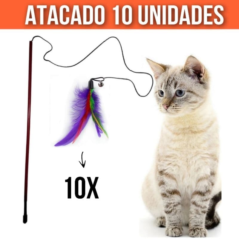 Varinha para Gato Brinquedo Venda no Atacado/revenda lote/10 unidades varinha com penas