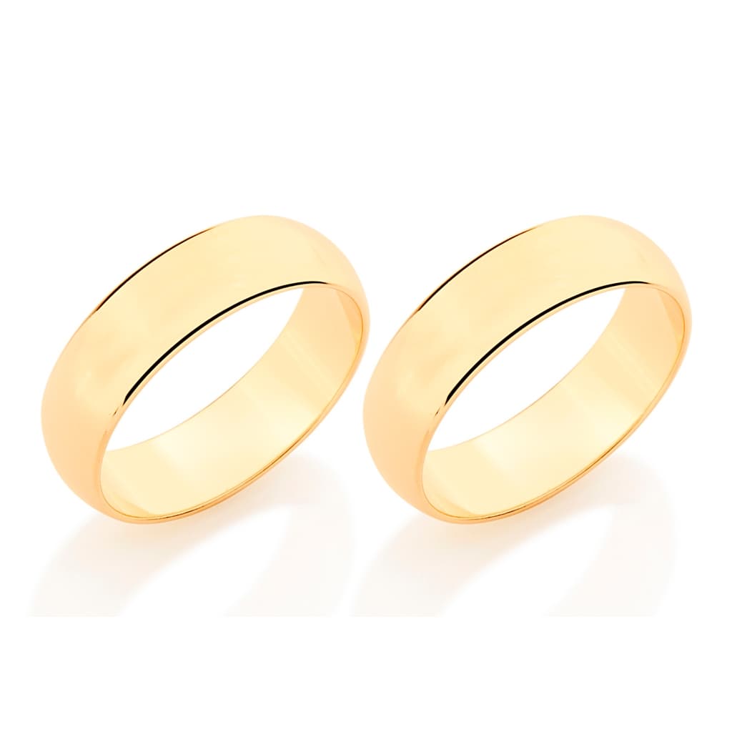 Par De Alianças Rommanel Anatômica 4mm Banhado Ouro 18k Original - 511026