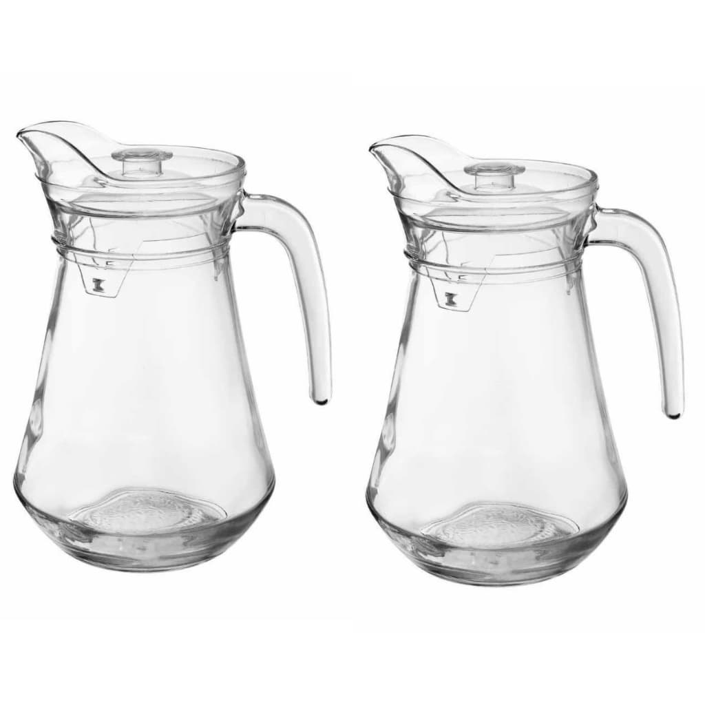 KIT 2 JARRAS DE VIDRO COM TAMPA 1.6 LITROS PARA SUCO AGUA