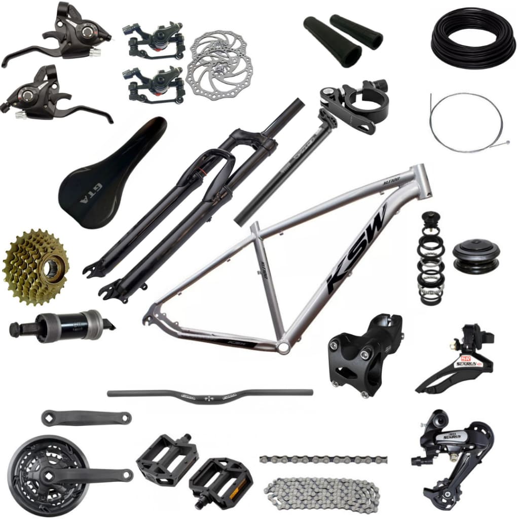 Kit Bicicleta aro 29 Quadro Ksw XLT100 Alumínio Montagem 21v Suspensão
