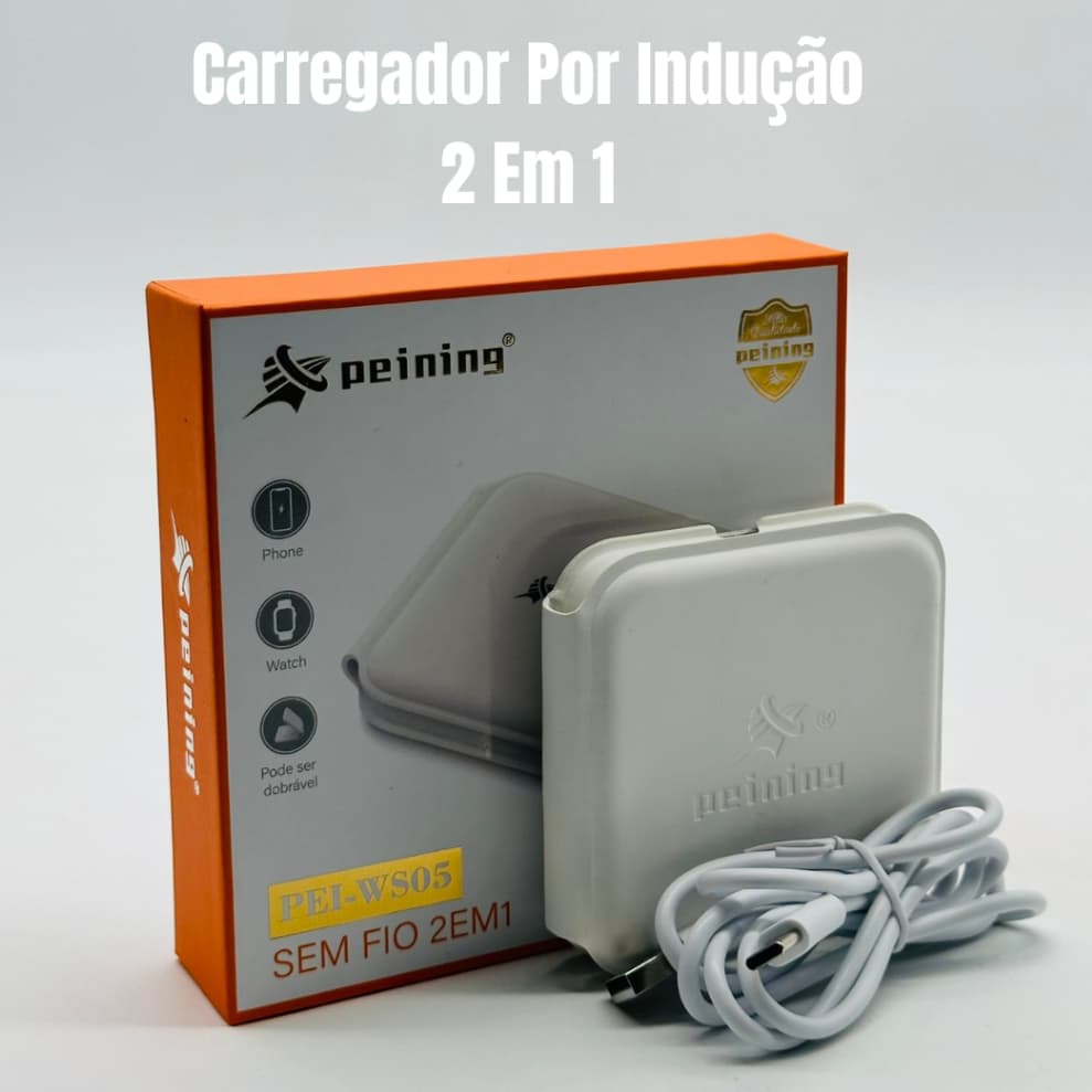 Carregador Por Indução 2 por 1 Dobravel Celular / Relógio / Smartwatch / Airpods