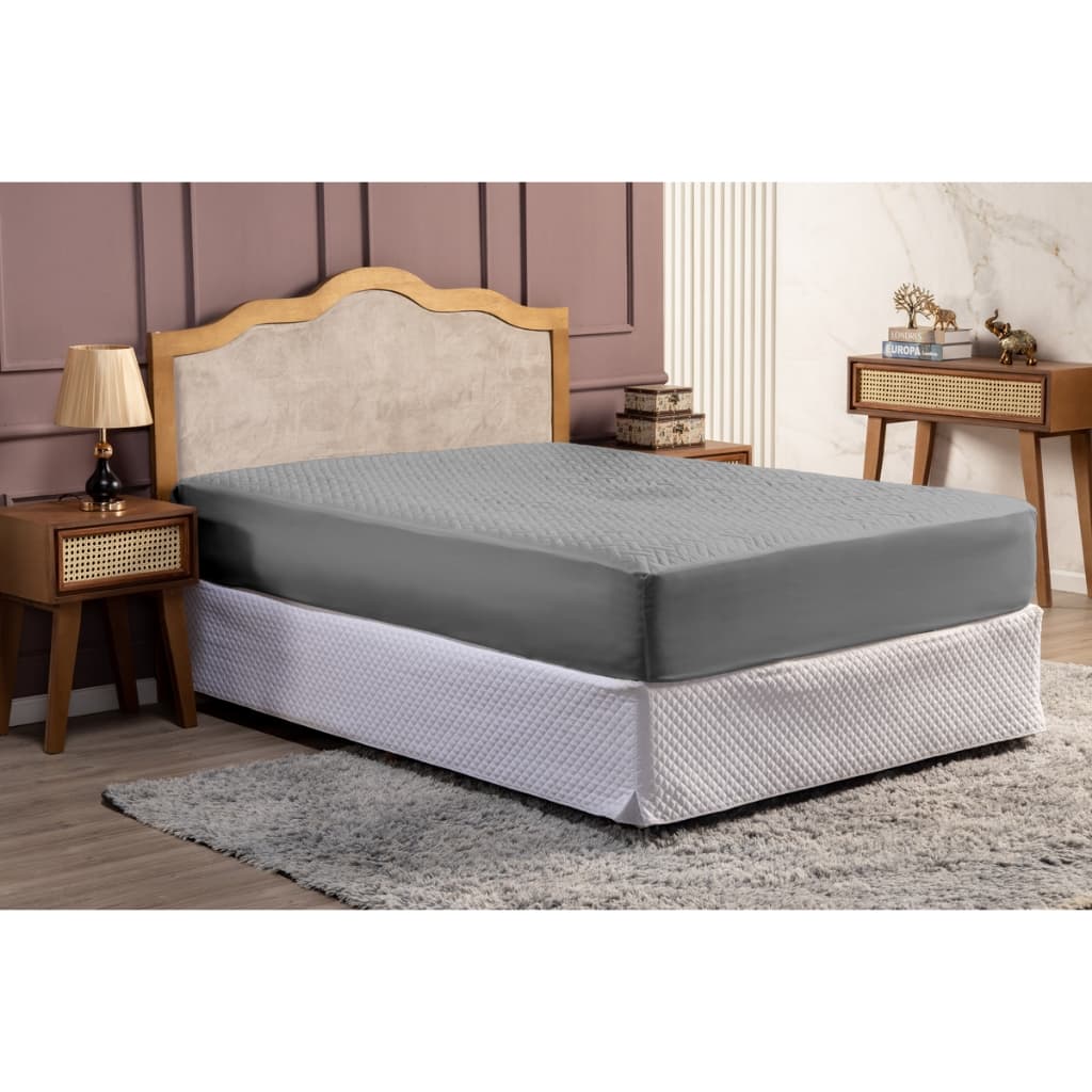 Protetor de Colchão Casal Padrão Cama Box 100%  Impermeável COR CINZA
