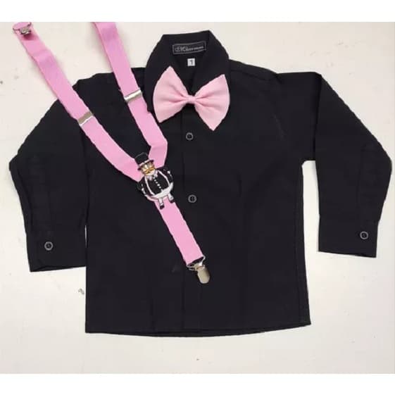 Camisa Mundo Bita Social Tematico Luxo Com Suspensório