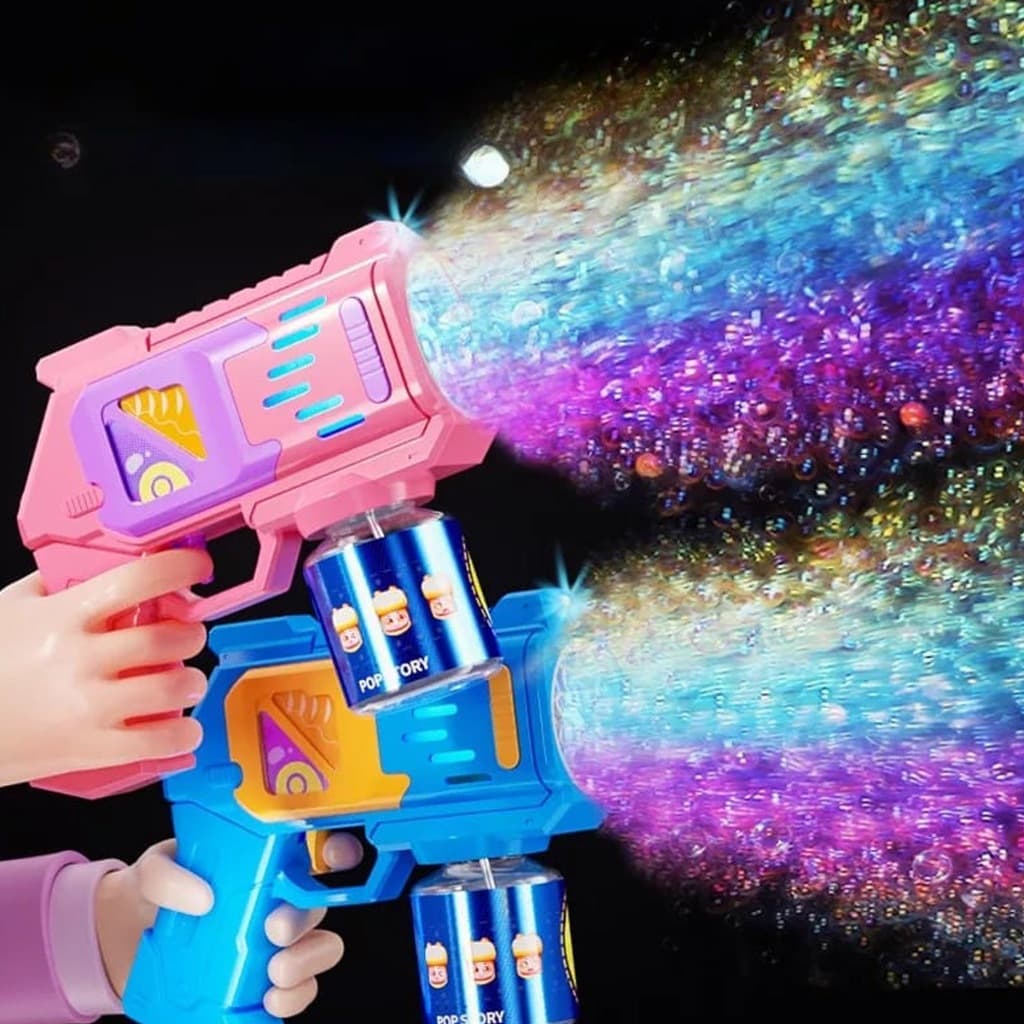 Máquina sopradora de bolhas totalmente automática Rocket Light presente de dia das crianças para meninos e meninas