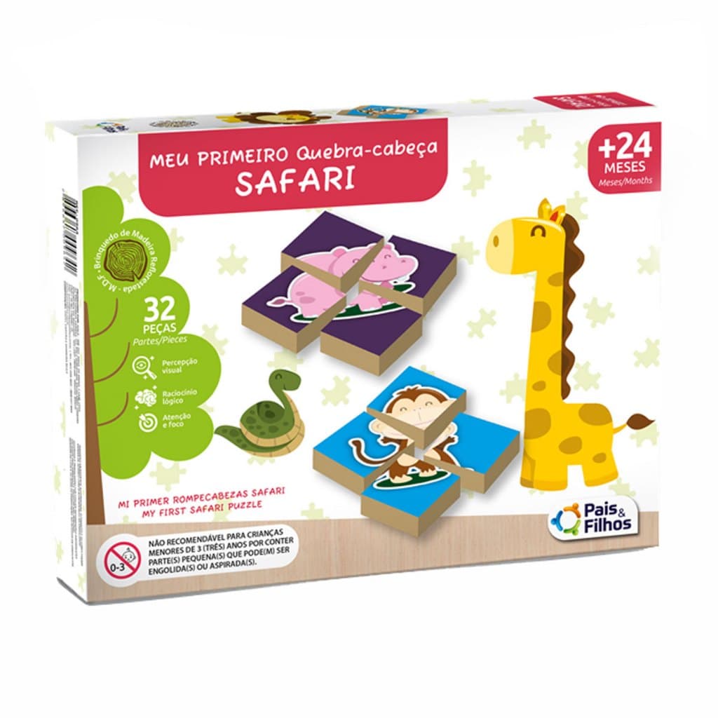 Meu Primeiro Quebra Cabeça Safari Com 32 Peças - Pais & Filhos - 2918