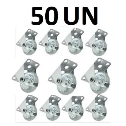 Kit 50 Rodízios Fixo de 5 cm Incolor para Móveis em Geral