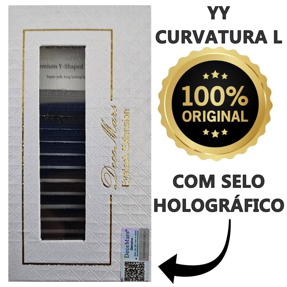 Cílios Y Curvatura L Decemars Original Com Selo Olho de Raposa Efeito Fox