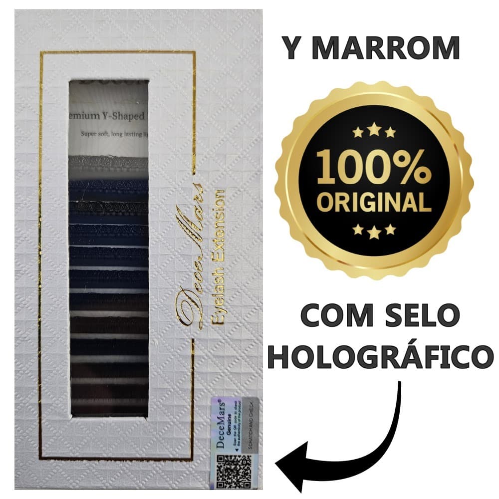 Cílios Y Marrom Decemars Curvatura D Original Com Selo Volume Brasileiro