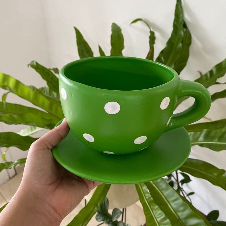 Vaso Xícara com prato para plantas, cactos, suculentas/Vaso xícara com pratinho.