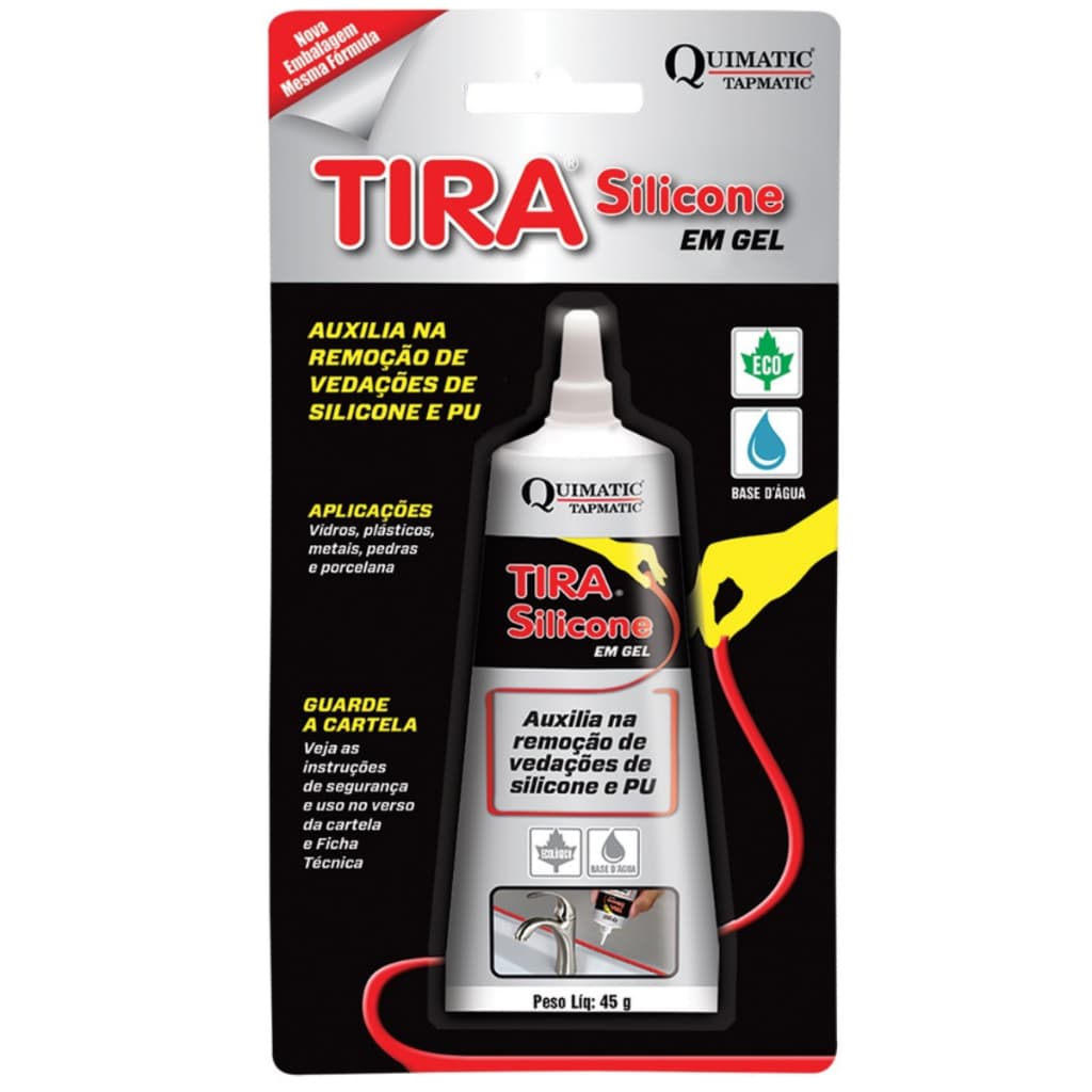 Removedor de Silicone e Cola Pu em Gel  45g Tira Silicone  ECO base  d água remove vedações em box