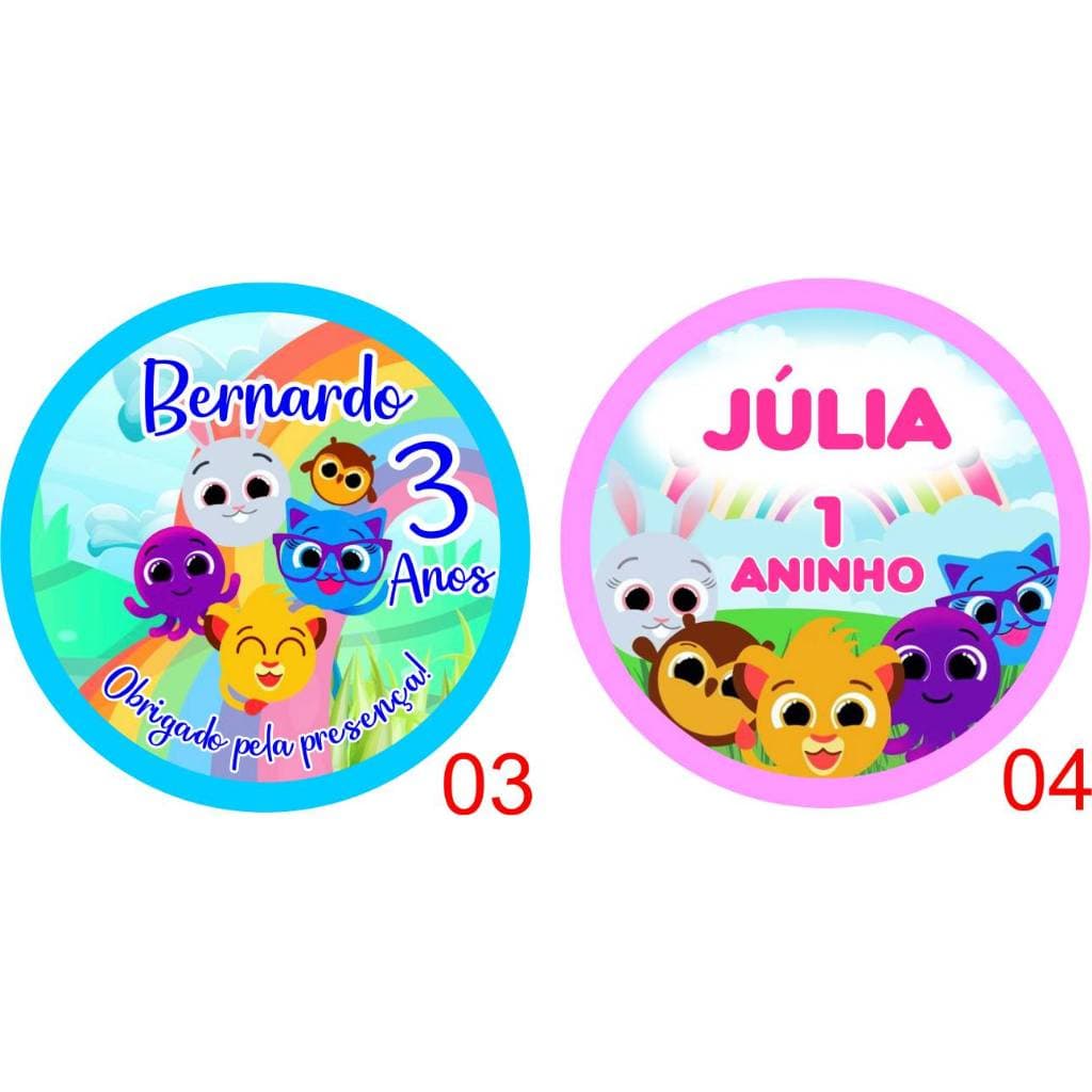 Kit 100 tags adesiva bolofofos para tubets, latinhas, lembrancinhas entre outros