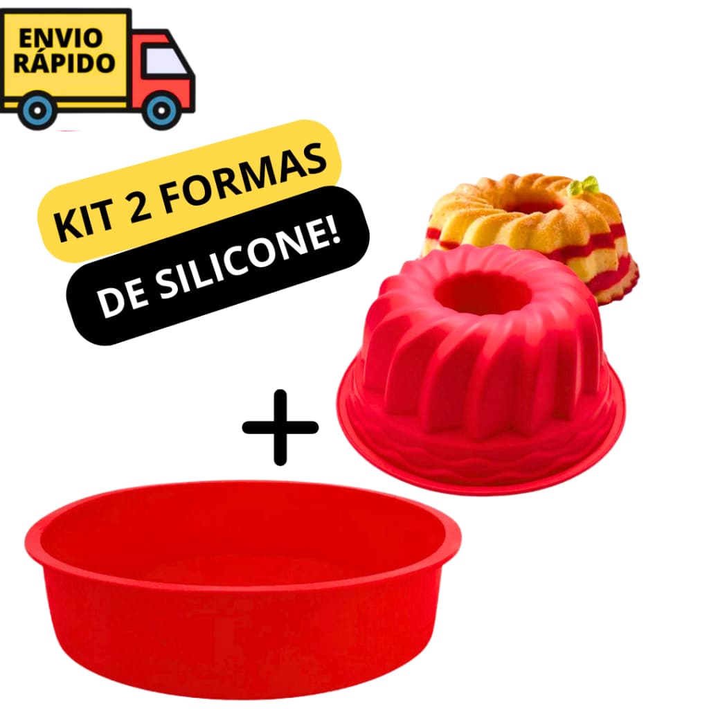 Kit Com 2 Formas De Silicone 1 Forma De Pudim  1 Forma Para Bolos 2 Formas Diferentes Resistente Fácil De Desenformar